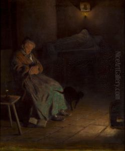 Alte Frau bei der Totenwache II by Aleksander Gierymski