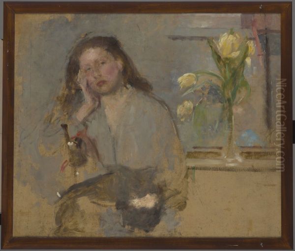 Portrait Sketch of a Young Girl - two-sided painting - view 1