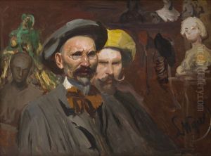 Self-Portrait with Konstanty Laszczka by Leon Wyczolkowski
