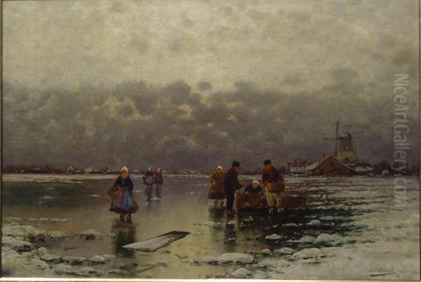 Vereistes Gewasser Mit Personen In Holland - view 1