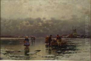 Vereistes Gewasser Mit Personen In Holland
