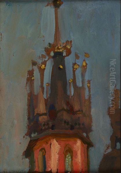 Spire of the Tower of St Mary's Church in Krakow - view 1