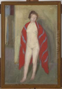 Nude in a Red Shawl by Wojciech Weiss