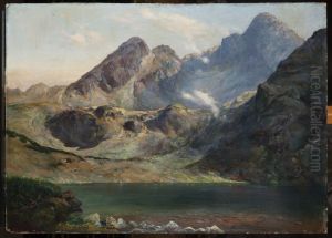 Zielony Staw (Green Lake) at the Foot of Mounts Koscielec i Swinica by Aleksander Mroczkowski