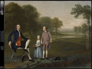 Richard Moreton, Esq. of Tackley with His Nephew and Niece John and Susanna Weyland by Arthur Devis