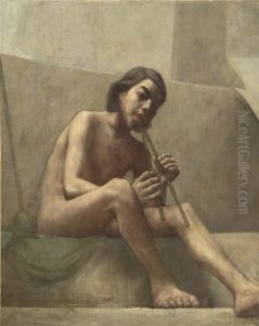 Seated Youth, Playing Aulos by Theodore Butler