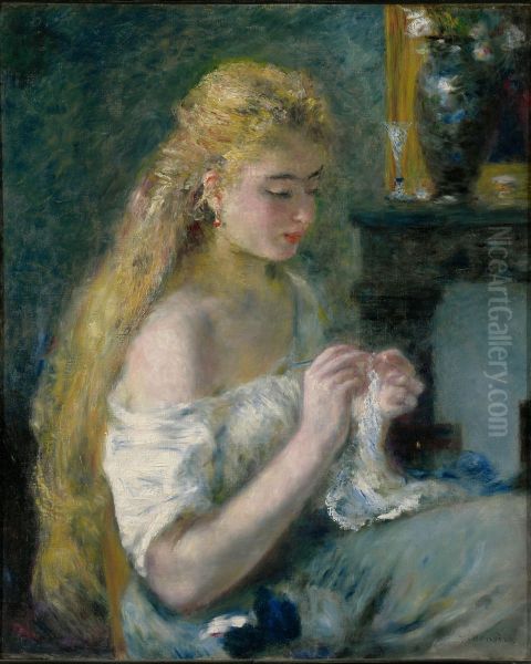 "Girl crocheting" - view 1