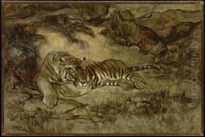 Tiger at Rest by Antoine-louis Barye