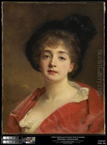 Woman in Red by Jacquet Gustave