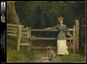 Woman and Dog at the Gate Woman and Dog at the Gate