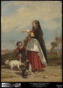 Woman and Child with Dogs by Camille Roqueplan