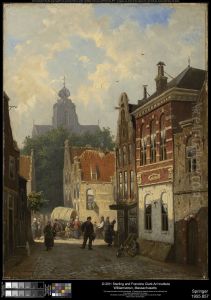 Dutch Street Scene by Cornelis Springer