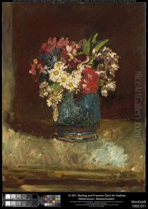 Flowers in a Blue Vase by Adolphe Joseph Thomas Monticelli