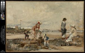 At the Seashore by Francois-Joseph Luigi Loir