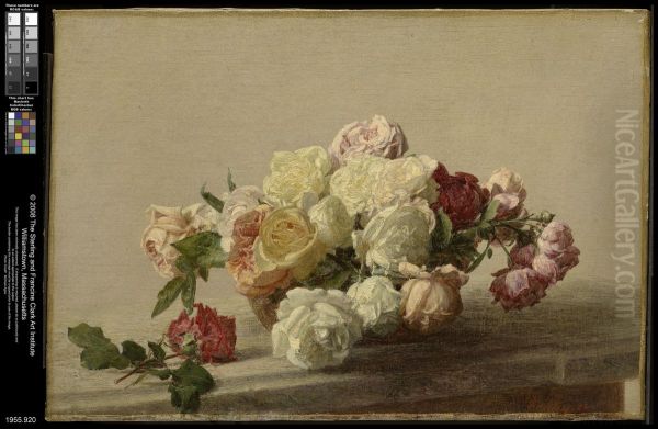 Bowl of Roses on a Marble Table - view 1