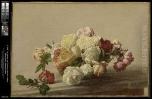 Bowl of Roses on a Marble Table by Henri Fantin-Latour