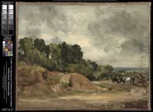Sandbanks and a Cart and Horses on Hampstead Heath by John Constable