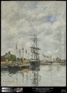 Le Havre, Sailboats in the Port by Eugene Louis Boudin