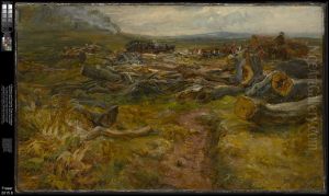 British Soldiers Clearing and Burning, Cadzow Forest, Scotland by Alexander George Fraser