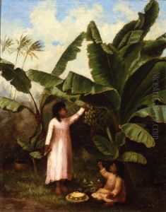 Hawaiian Girls and Banana Plant by Margaret Girvin Gillin