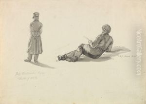 Caspar David Friedrich; fiskende mann by Johan Wilhelm Ludwig Dahl