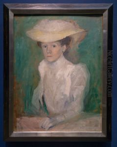 Bildnis Ottilie Macke mit weisser Bluse by August Macke