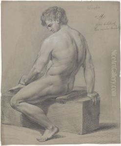 Sittende mannsakt by Johan Wilhelm Ludwig Dahl