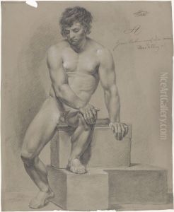 Sittende mannsakt by Johan Wilhelm Ludwig Dahl