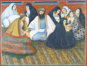 The Physician Mirza Abolfazl Kashani visiting his patient by Mirza Abolhassan Khan Ghaffari
