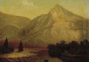 Riverbank In Front Of A Mountain by Frederick A. Butman
