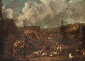 Cattle Market in Italy by Peeter van Bredael