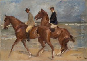 Two Riders on the Beach to the left by Max Liebermann