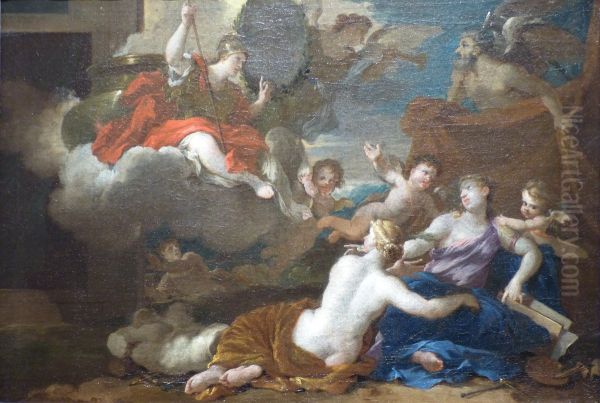 Minerve et les Arts. Allegorie de la fondation de l'Academie royale de Peinture et de Sculpture, dit aussi Progres des Arts du Dessin en France sous le regne de Louis XIV - view 1