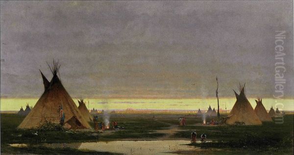 Indian Village at Dawn - view 1