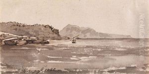 Coastal landscape near Sorrento by Johan Wilhelm Ludwig Dahl