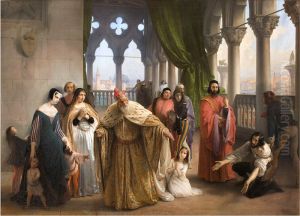 L'ultimo abboccamento di Jacopo Foscari con la propria famiglia (I due Foscari) by Francesco Hayez