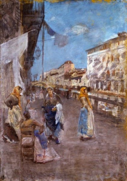 Washerwomen along the Canal (Naviglio) - view 1