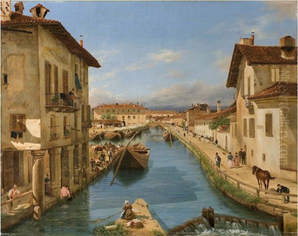 Veduta del canaleNavigliopresa sul ponte di San Marco - view 1