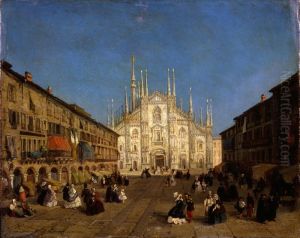 Veduta della piazza del Duomo di Milano by Giulio Rossi