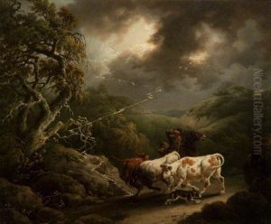 Horseman and cattle in a thunderstorm by Philip James de Loutherbourg