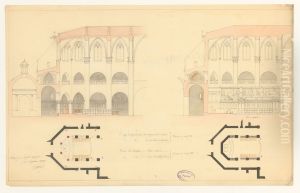 Plan du choeur de la cathedrale de Nimes etat actuel et modifications (1849) by Eugene-Jean-Baptiste-Gabriel Laval