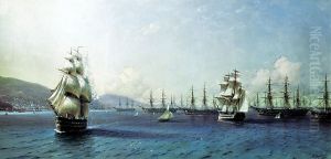 Black Sea Fleet in the Bay of Theodosia, just before the Crimean War by Ivan Aivazovsky