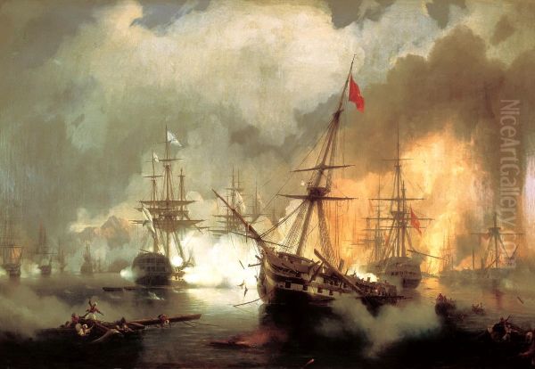 Sea battle at Navarino on October 20 1827 - view 1
