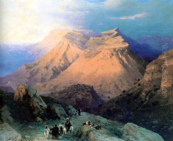 Mountain Village Gunib in Daghestan. View from the East. - view 1