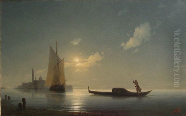Gondolier on the Sea at Night - view 1