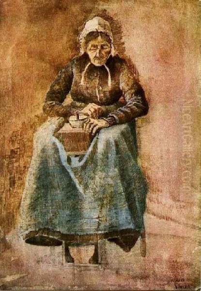 Woman Grinding Coffee - view 1