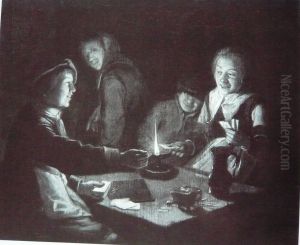 Card players by lamplight by Judith Leyster