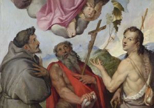 Saint Jean Baptiste, saint Jerome et saint Francois by Bartolomeo Passarotti