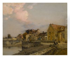 A FRENCH VILLAGE ON A RIVER A FRENCH VILLAGE ON A RIVER