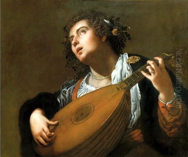 Woman Playing a Lute - view 1